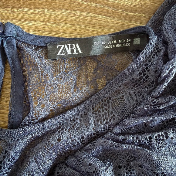 ZARA Blue Lace Ruffle Top - Picture 6 of 6